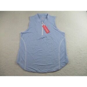 Rhoback Sleeveless Shirt Womens Large Blue White Striped Performance Golf Active